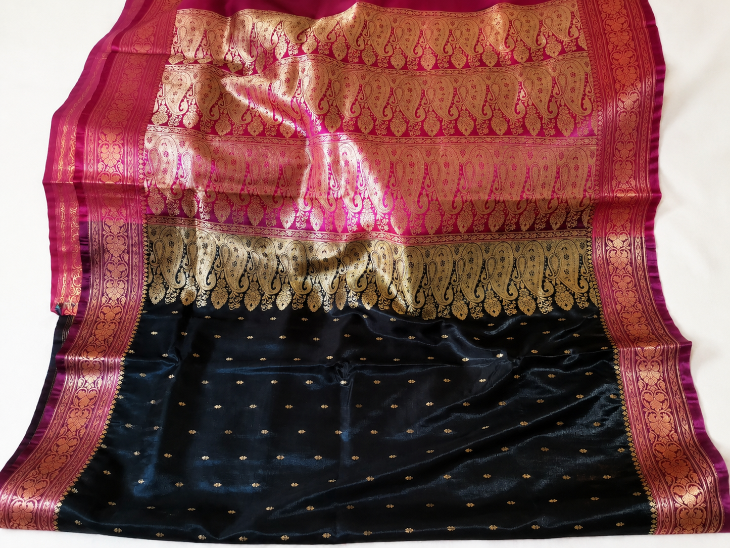 Black & Magenta Banarasi Silk Saree with Zari Weave | Shreevaa by Yamya Collection